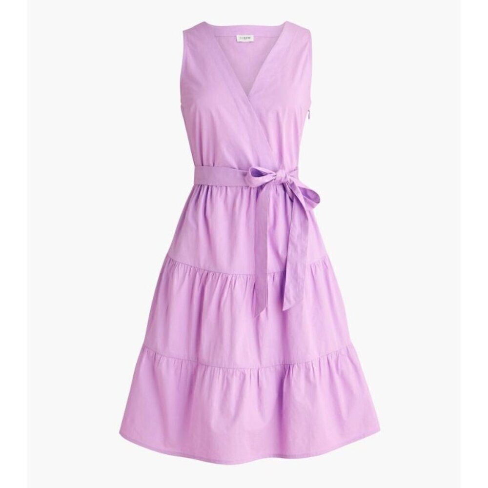 New J. Crew Size 10 Faux-Wrap Sleeveless Mini Dress Purple *Stain*